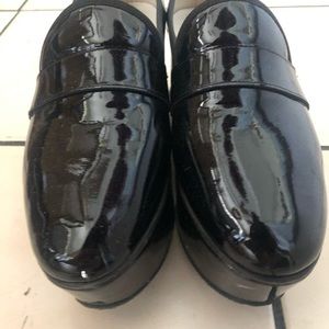 shiny black leather platform repetto dress shoes